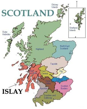 Map of Scotland, highlighting Isle of Islay's Location