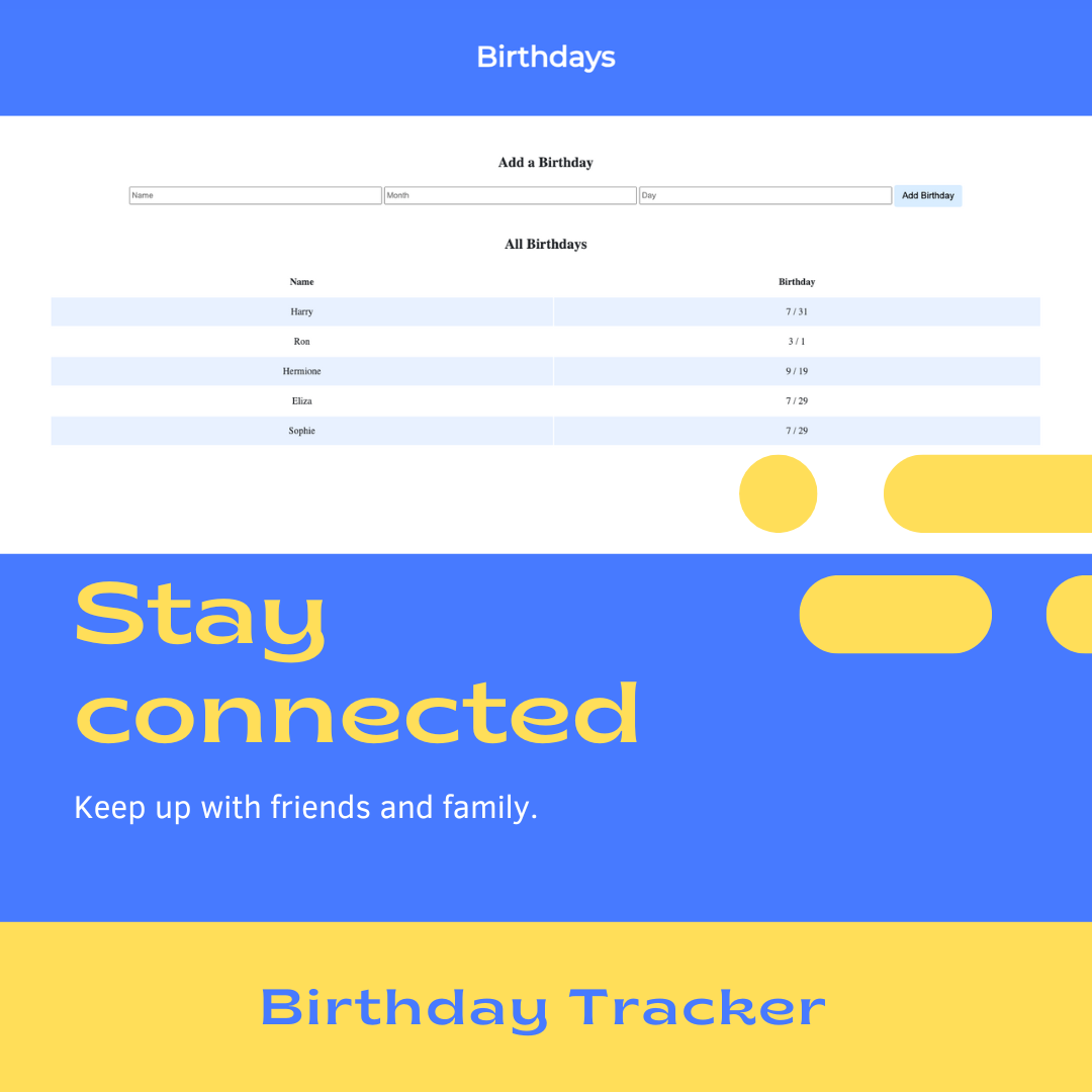 Screenshot of Birthday Tracker