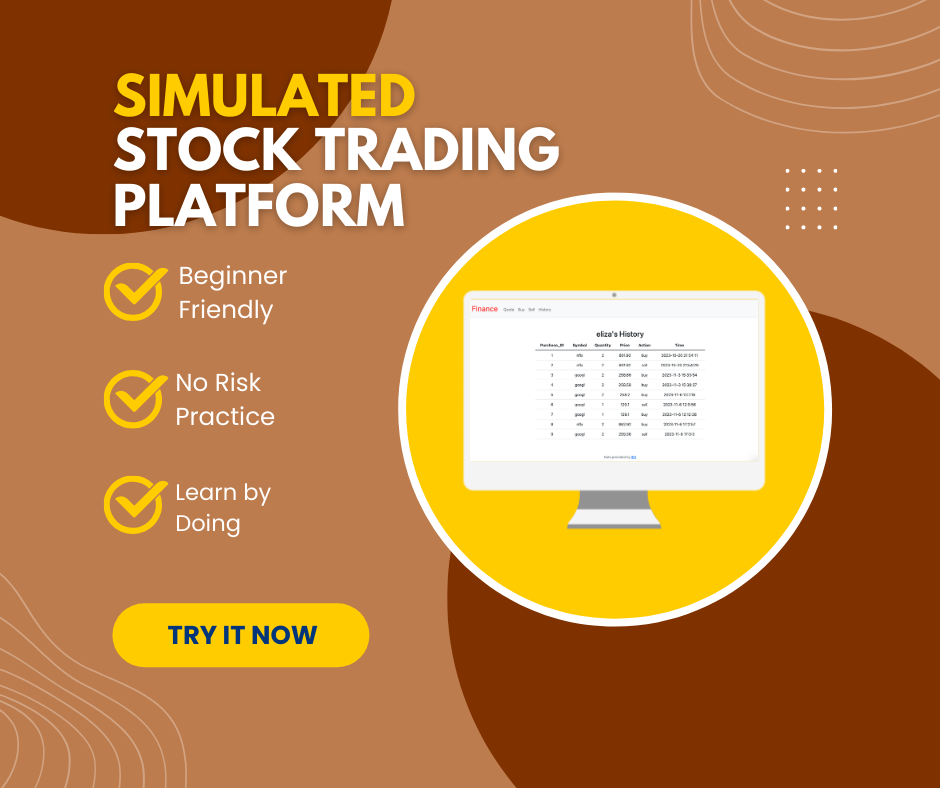 Screenshot of Mock Simulated Stock Trading Platform